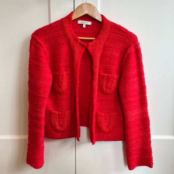 Dorothee Schumacher Texture Knit Cardigan, Size 1 (US 4), Red - Picture 4 of 13